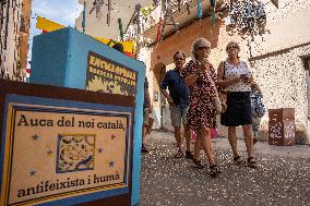 The Decorated Streets Of The Gracia Festival In Barcelona.