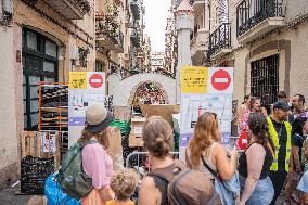 The Decorated Streets Of The Gracia Festival In Barcelona.