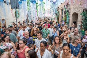 The Decorated Streets Of The Gracia Festival In Barcelona.