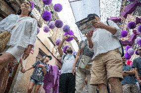 The Decorated Streets Of The Gracia Festival In Barcelona.