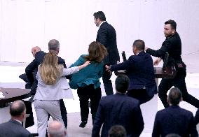 Turkish MPs Brawl During Debate On Jailed Opposition Lawmaker - Ankara