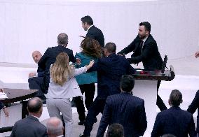 Turkish MPs Brawl During Debate On Jailed Opposition Lawmaker - Ankara