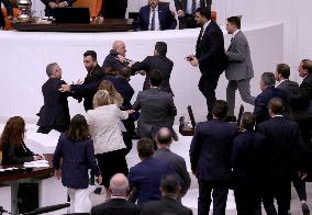 Turkish MPs Brawl During Debate On Jailed Opposition Lawmaker - Ankara