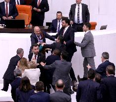 Turkish MPs Brawl During Debate On Jailed Opposition Lawmaker - Ankara