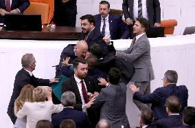 Turkish MPs Brawl During Debate On Jailed Opposition Lawmaker - Ankara