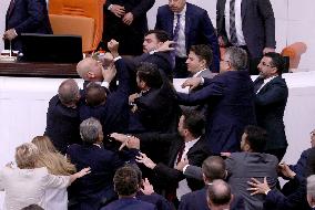 Turkish MPs Brawl During Debate On Jailed Opposition Lawmaker - Ankara