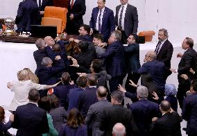 Turkish MPs Brawl During Debate On Jailed Opposition Lawmaker - Ankara