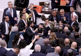 Turkish MPs Brawl During Debate On Jailed Opposition Lawmaker - Ankara