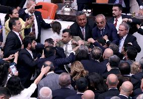 Turkish MPs Brawl During Debate On Jailed Opposition Lawmaker - Ankara