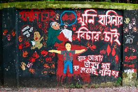 Graffiti With Protest Messages - Dhaka