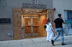 Businesses Boarded Up Ahead Of DNC In Chicago Illinois