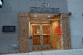 Businesses Boarded Up Ahead Of DNC In Chicago Illinois