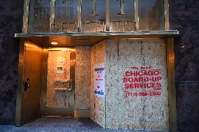 Businesses Boarded Up Ahead Of DNC In Chicago Illinois