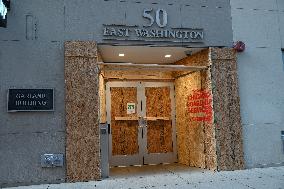 Businesses Boarded Up Ahead Of DNC In Chicago Illinois