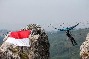 Indonesia Commemorates Independence Day At Mount Hawu Bandung