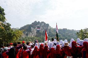 Indonesia Commemorates Independence Day At Mount Hawu Bandung