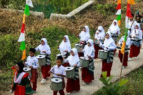 Indonesia Commemorates Independence Day At Mount Hawu Bandung