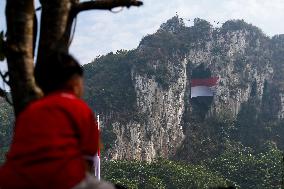 Indonesia Commemorates Independence Day At Mount Hawu Bandung