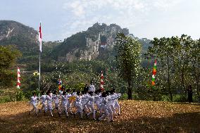 Indonesia Commemorates Independence Day At Mount Hawu Bandung