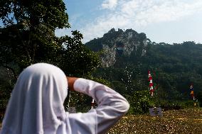 Indonesia Commemorates Independence Day At Mount Hawu Bandung