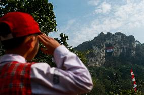 Indonesia Commemorates Independence Day At Mount Hawu Bandung