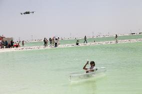 Tourists Visit Qarhan Salt Lake in Haixi