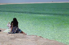 Tourists Visit Qarhan Salt Lake in Haixi