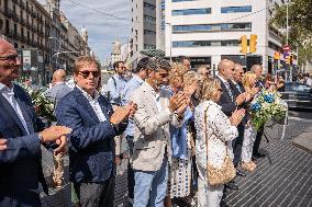 PP, VOX And Police Authorities Participate In A Tribute To The Victims Of Terrorism In Barcelona.