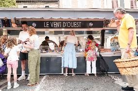 Queen Margrethe II of Denmark annual visit at Cahors market - South of France