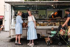 Queen Margrethe II of Denmark annual visit at Cahors market - South of France