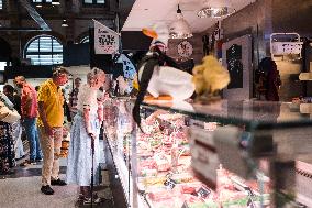 Queen Margrethe II of Denmark annual visit at Cahors market - South of France