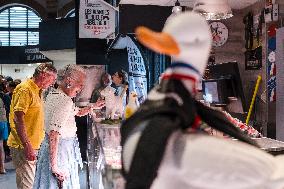 Queen Margrethe II of Denmark annual visit at Cahors market - South of France