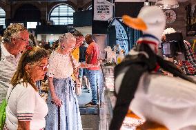 Queen Margrethe II of Denmark annual visit at Cahors market - South of France