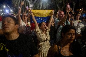 Protest In Barcelona By Supporters Of The Venezuelan Opposition