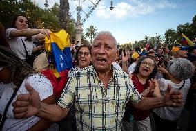 Protest In Barcelona By Supporters Of The Venezuelan Opposition