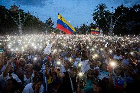 Protest In Barcelona By Supporters Of The Venezuelan Opposition