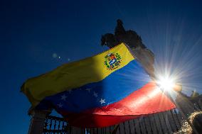 Venezuelan Community Protest At Commerce Square  In Lisbon, Portugal