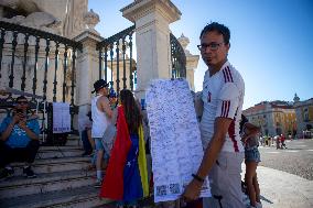 Venezuelan Community Protest At Commerce Square  In Lisbon, Portugal