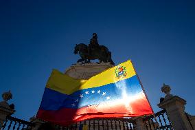 Venezuelan Community Protest At Commerce Square  In Lisbon, Portugal