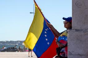 Venezuelan Community Protest At Commerce Square  In Lisbon, Portugal