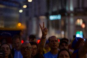 Venezuelan Community Protest At Praça Restauradores In Lisbon, Portugal.