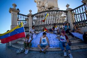 Venezuelan Community Protest At Commerce Square  In Lisbon, Portugal