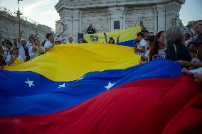 Venezuelan Community Protest At Praça Restauradores In Lisbon, Portugal.