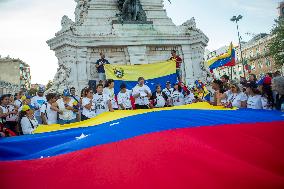 Venezuelan Community Protest At Praça Restauradores In Lisbon, Portugal.