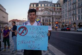 Venezuelan Community Protest At Praça Restauradores In Lisbon, Portugal.