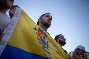 Venezuelan Community Protest At Praça Restauradores In Lisbon, Portugal.