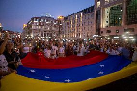 Venezuelan Community Protest At Praça Restauradores In Lisbon, Portugal.