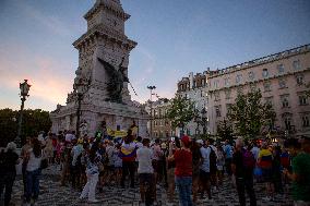 Venezuelan Community Protest At Praça Restauradores In Lisbon, Portugal.