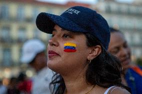 Venezuelan Community Protest At Praça Restauradores In Lisbon, Portugal.