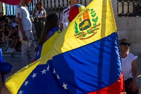 Venezuelan Community Protest At Commerce Square  In Lisbon, Portugal